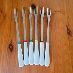 Set Of 6 Vintage Le Creuset Fondue Forks Ivory